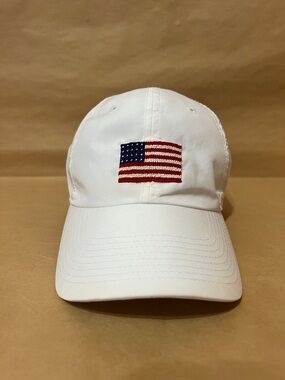 Smathers & Branson | American Flag Needlepoint Hat Baseball Cap Americana White
